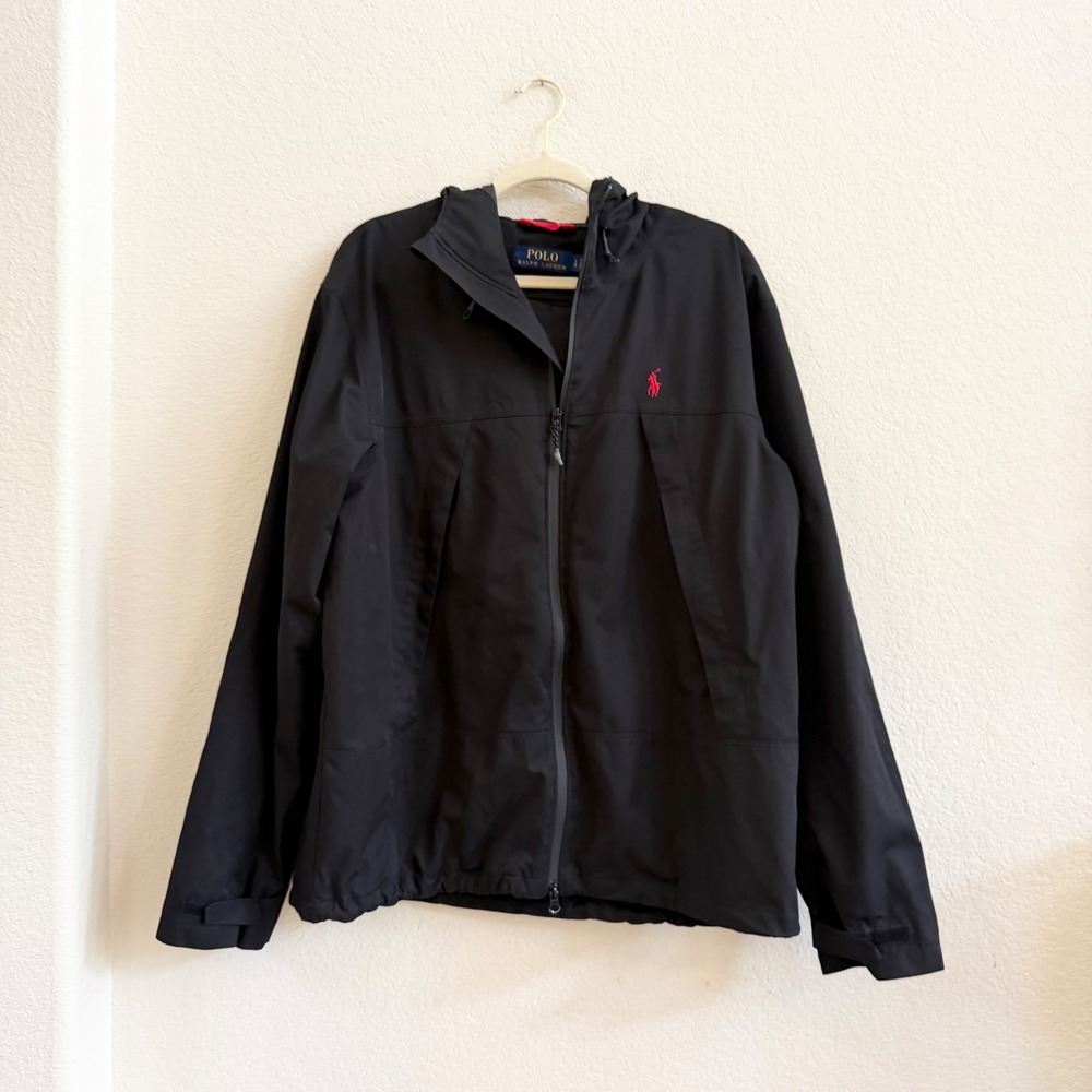 Polo Ralph Lauren Performance Mens Black Hooded Windbreaker Jacket Large L